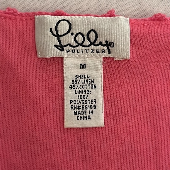 Lilly Pulitzer Vintage Pink Crochet Knit Top Cap Sleeves V-Neck Women's Size Med - Picture 5 of 11